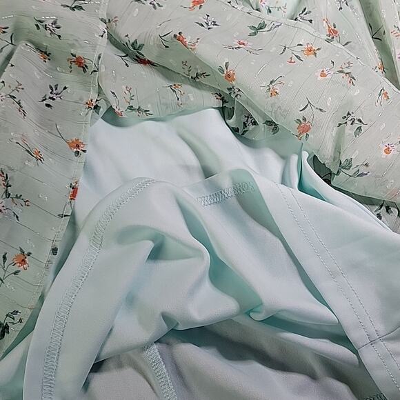 Melloday Mint Green Lined Chiffon Loose Fit Babydoll Dress Womens Small NWT - Picture 12 of 12